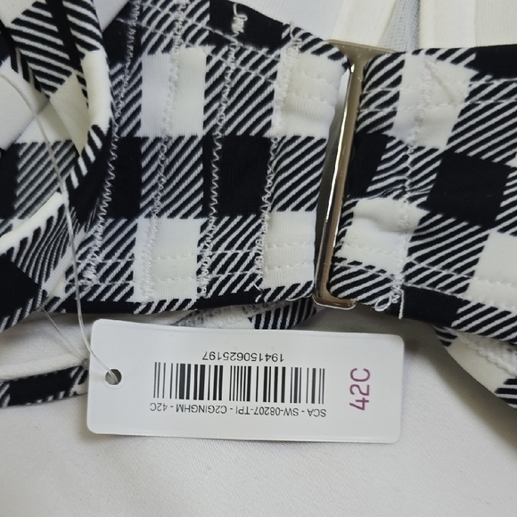 Adore Me Vivien  Black and White Checkered Women's Bikini Top - Picture 6 of 8